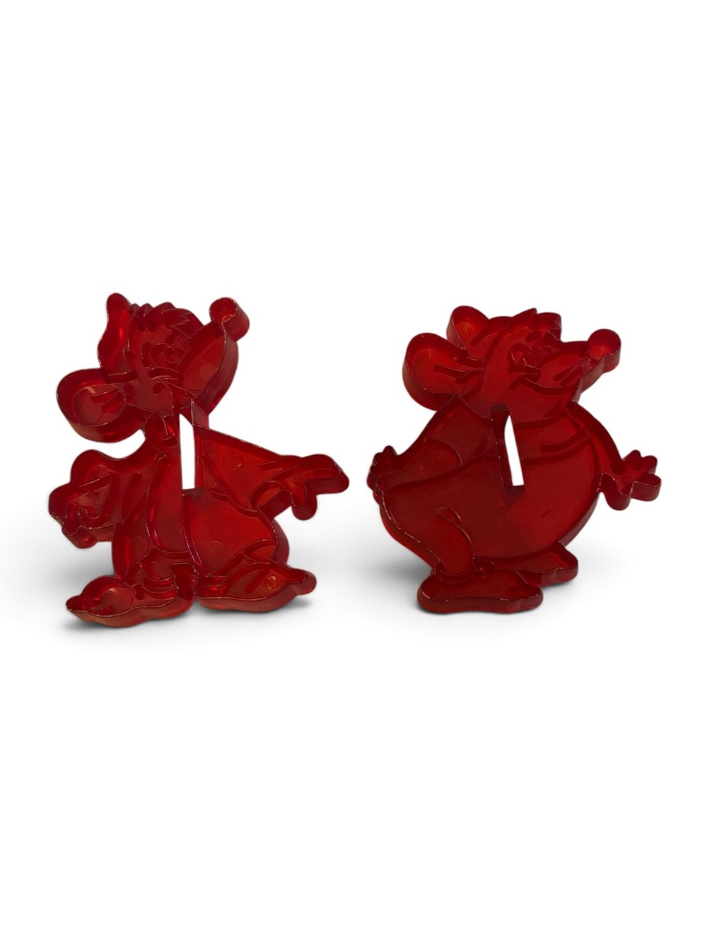 Vintage 1950s Disney Cinderella Mice Plastic Cookie Cutters HRM Gus & Jaq Red